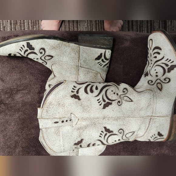 Roper Women's Boots - Cream and Brown, Sz 9.5 - Picture 7 of 12